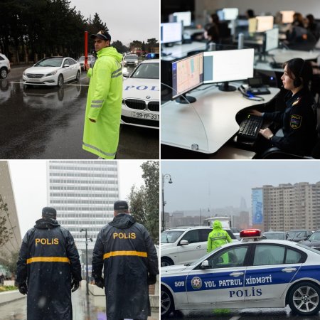 POLİS YAĞIŞLI HAVA ŞƏRAİTİ İLƏ ƏLAQƏDAR DAHA GÜCLƏNDİRİLMİŞ İŞ REJİMİNDƏ ÇALIŞIR.